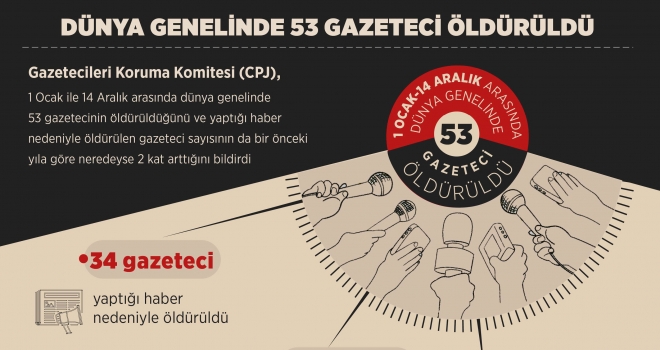 Dünya genelinde 53 gazeteci öldürüldü