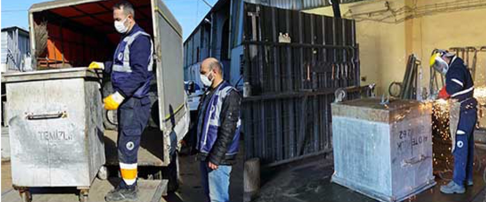 KARTAL'DA KONTEYNERLERE YERİNDE MÜDAHALE